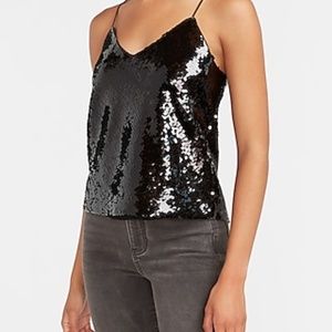 Express Cropped Black Sequin Cami